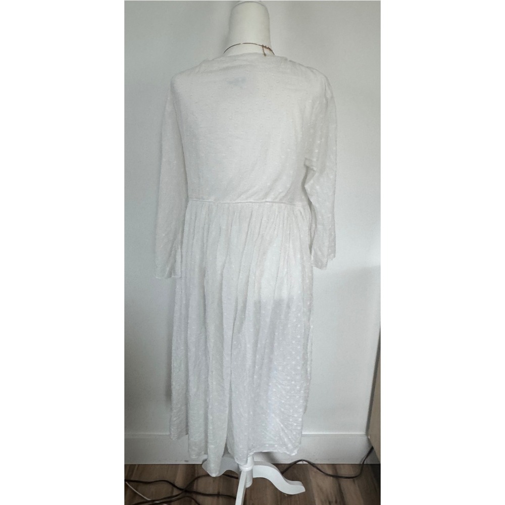 Loup Charmant White Cotton Wrap Midi Dress Gauzy Airy Flowy Prairie Womens Large - Picture 2 of 7
